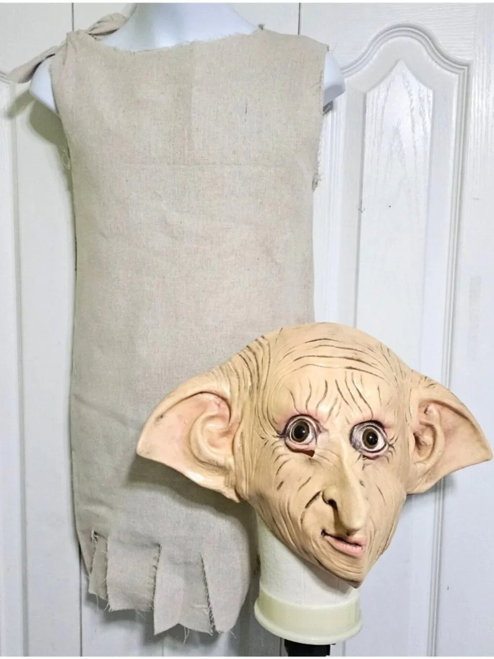 Harry Potter Dobby Costume Kids 7-8 Full Head Mask House Elf Tunic Halloween